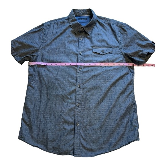 DKNY Jeans Button-Up Shirt Short Sleeve Flap Chest Pocket Collared Cotton Size L - Picture 9 of 10